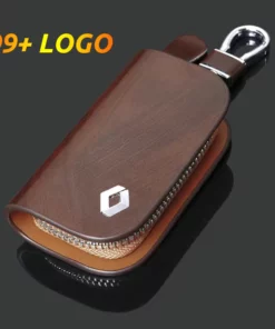 Car Logo Leather Wood Texture Car Key Case