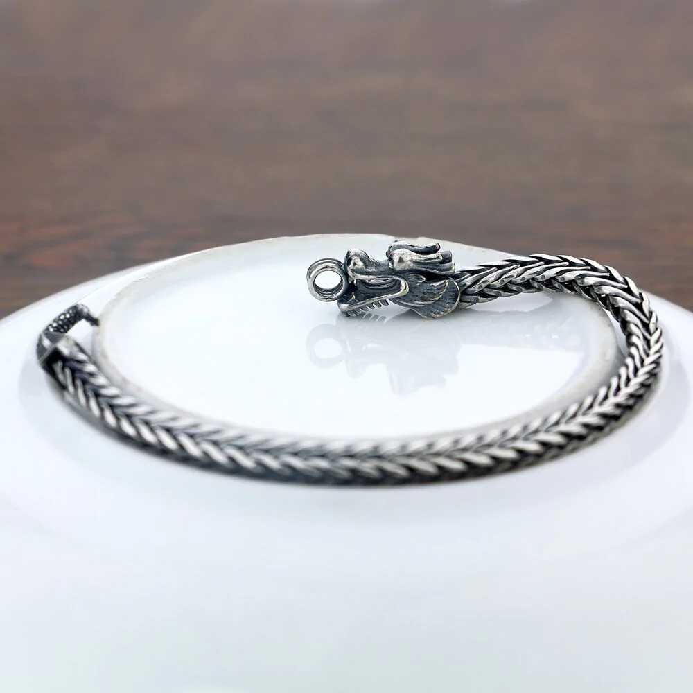 Sterling Silver Handmade Dragon Chain Bracelet