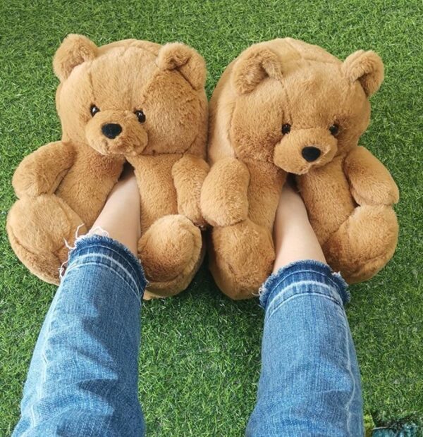 Comfy Teddy Bear Plush Slippers