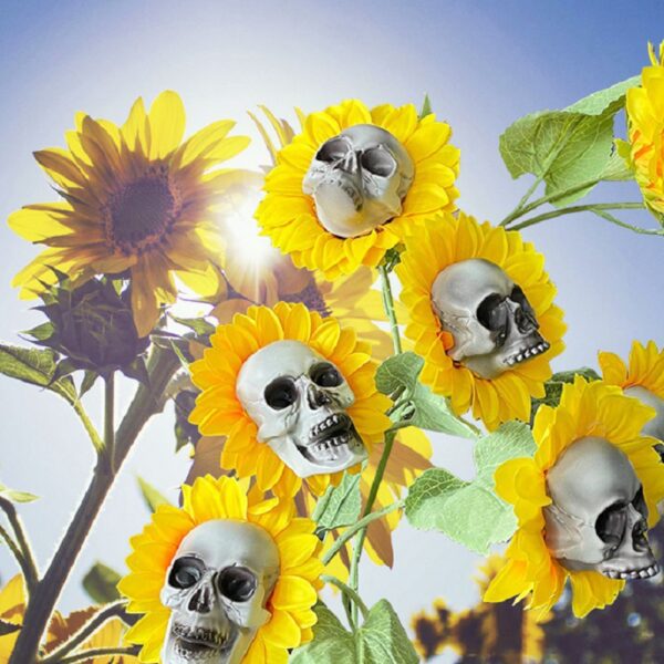 Halloween Scary Sunflower Skull