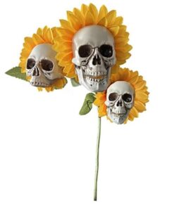 Halloween Scary Sunflower Skull