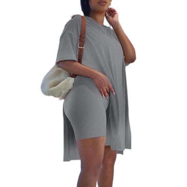 Loose Short Sleeve Solid Color Women Outfit