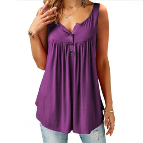 Comfy Loose Button Sleeveless Tank Top