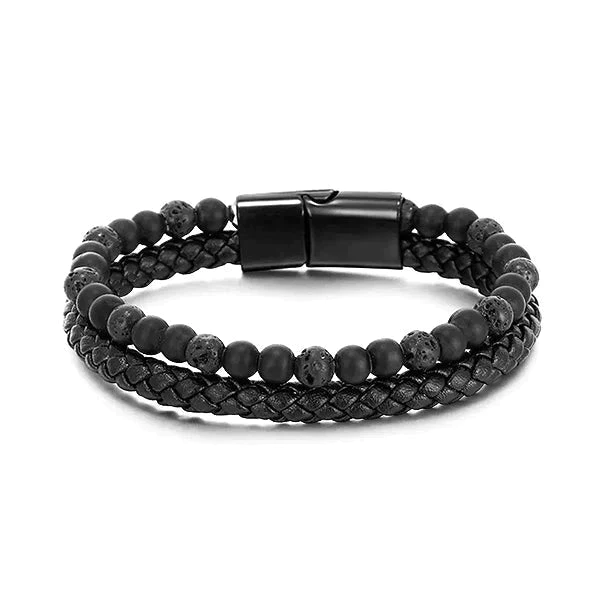 Human+ Pro Magnetic Buckle Natural Lava Volcanic Stone Beaded Bracelet