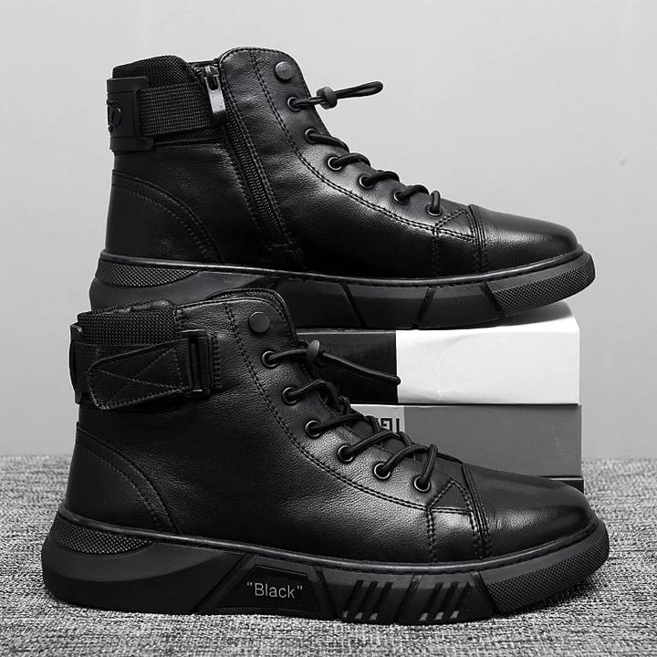 Italian High-Top Lace Up Martin Leather Boots