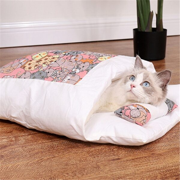 Cat Sleeping Bag With Removable Pillow