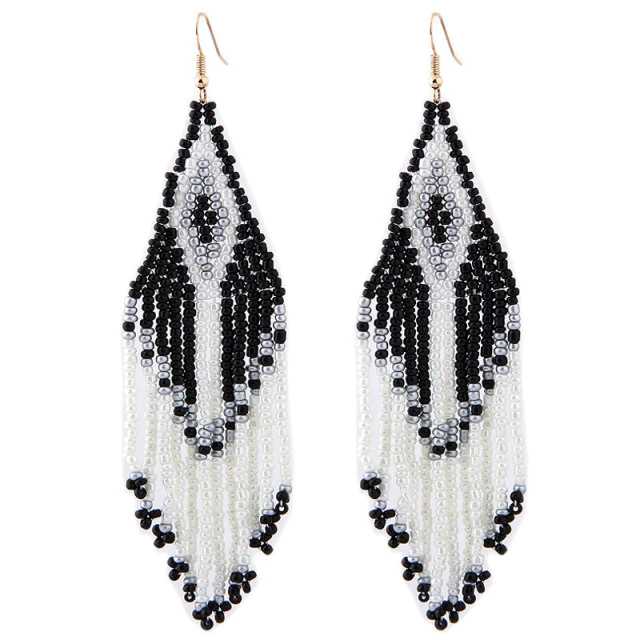 Bohemian Beads Long Native Earrings