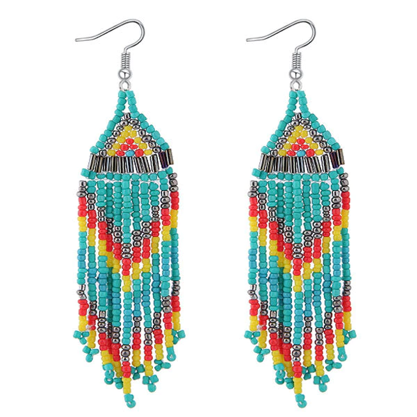 Bohemian Beads Long Native Earrings