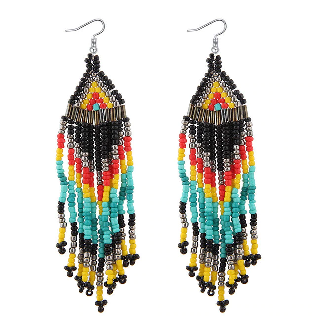 Bohemian Beads Long Native Earrings