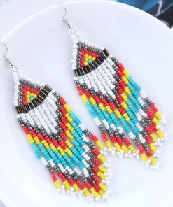 Bohemian Beads Long Native Earrings