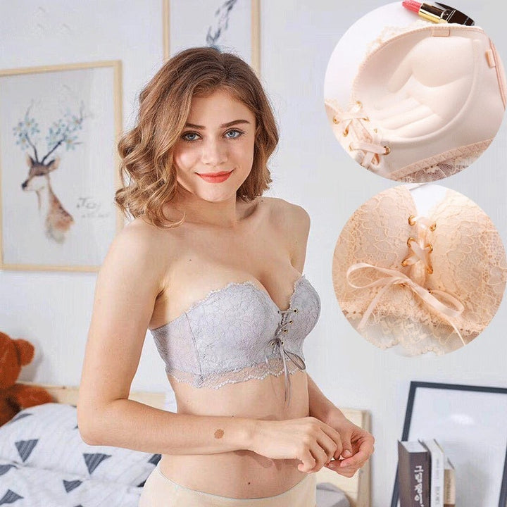 Lace-Up Strapless Bra