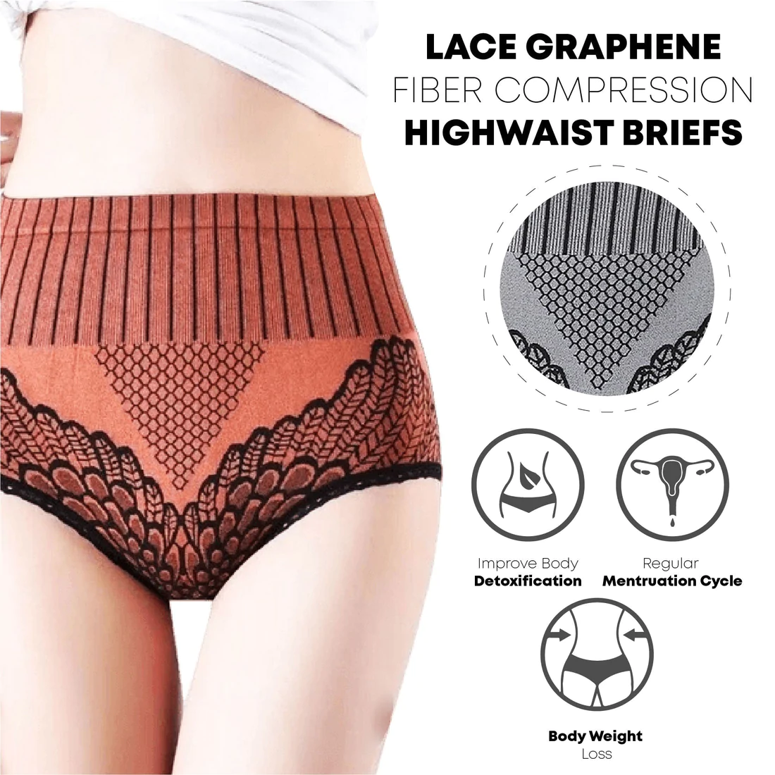 Lace Graphene Fiber Compression HighWaist Briefs