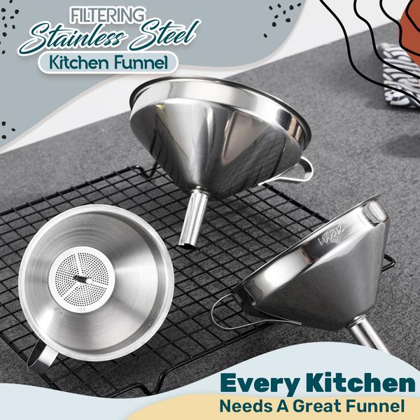 Filtering Stainless Steel Kitchen Funnel