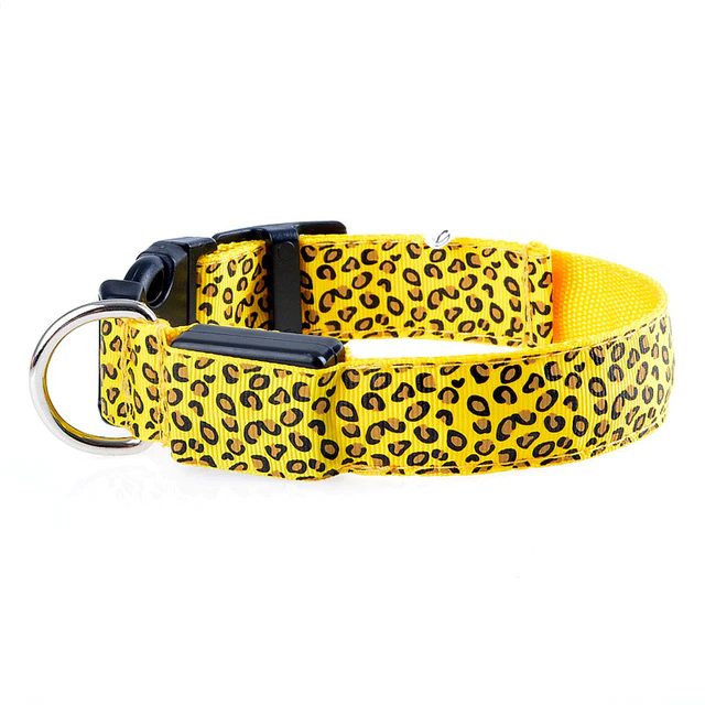 Adjustable LED Safety Nylon Leopard Dog Collar