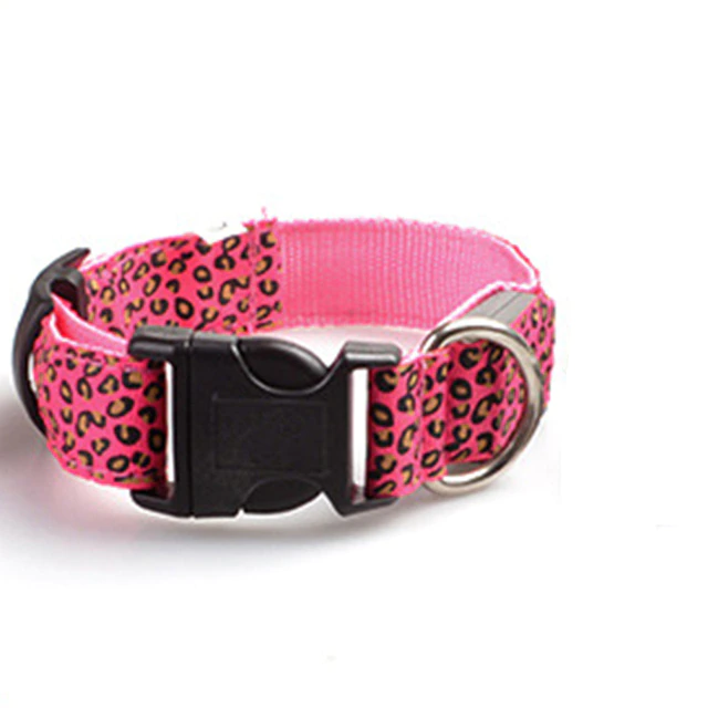 Adjustable LED Safety Nylon Leopard Dog Collar