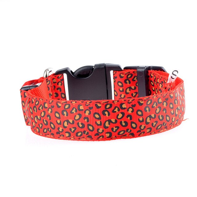 Adjustable LED Safety Nylon Leopard Dog Collar