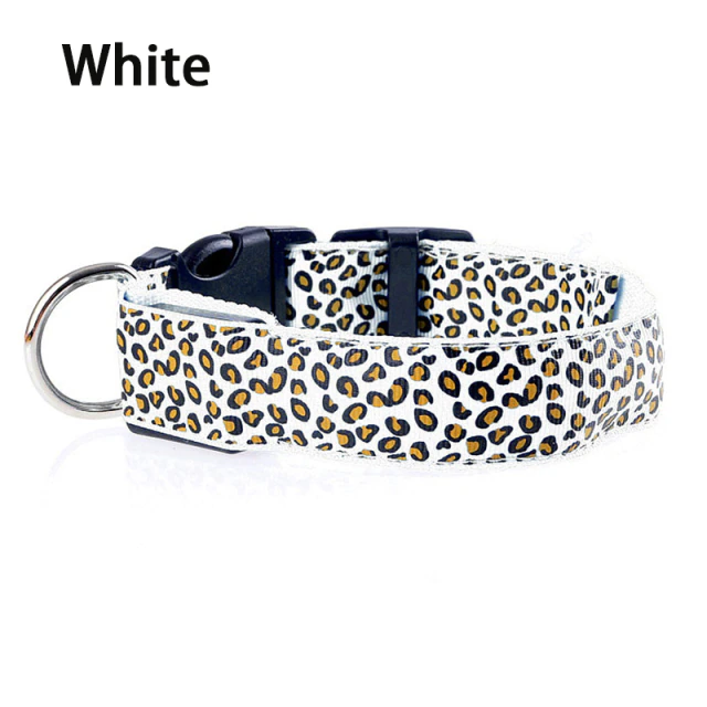 Adjustable LED Safety Nylon Leopard Dog Collar