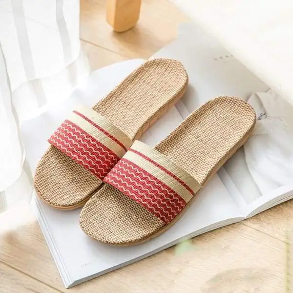 Linen Open Toe Slippers