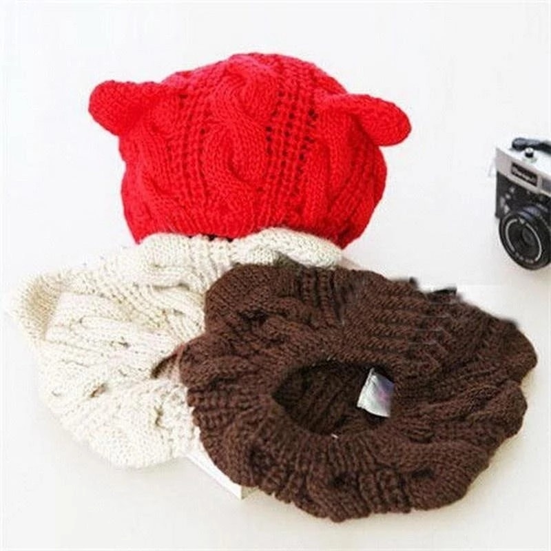 3D Knitted Cat Ear Beanie Cap