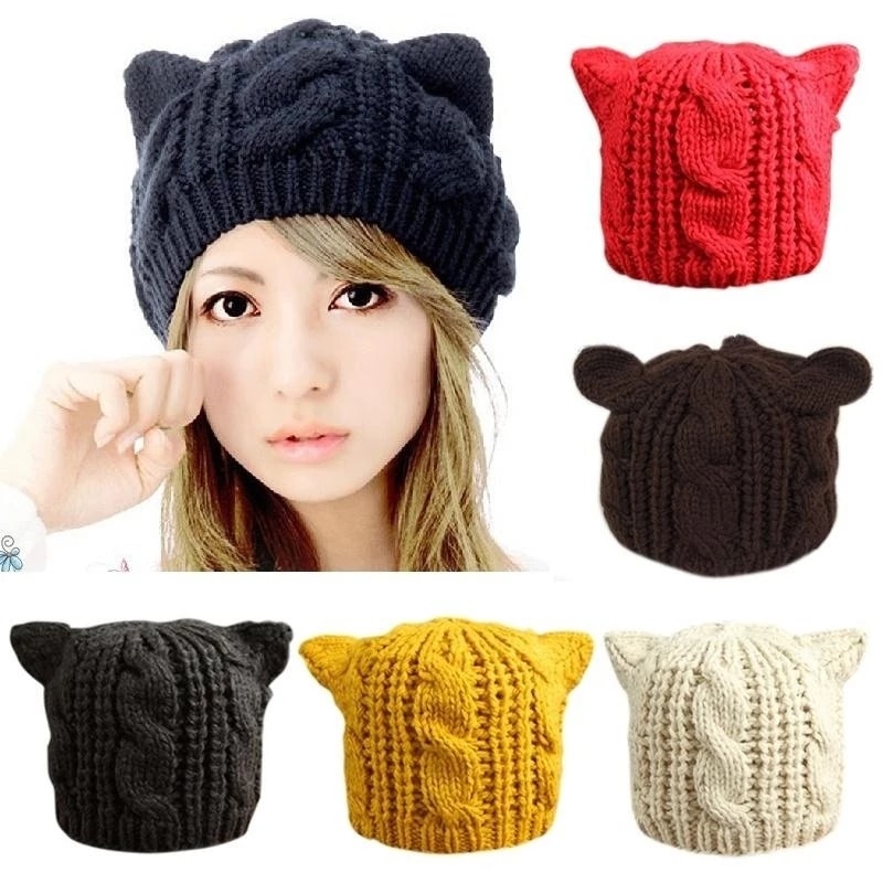 3D Knitted Cat Ear Beanie Cap