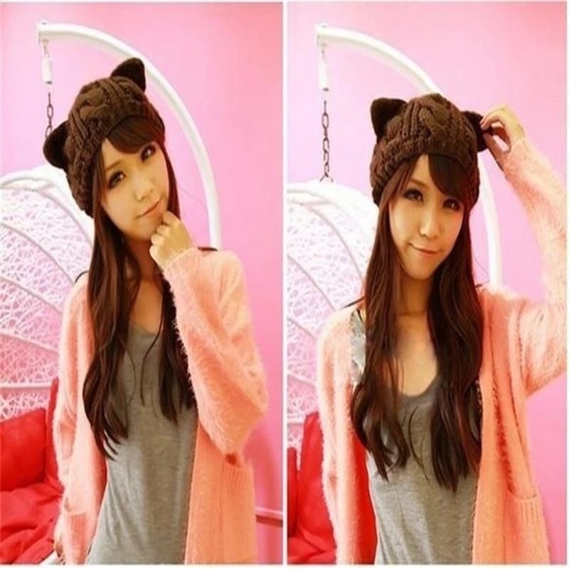 3D Knitted Cat Ear Beanie Cap