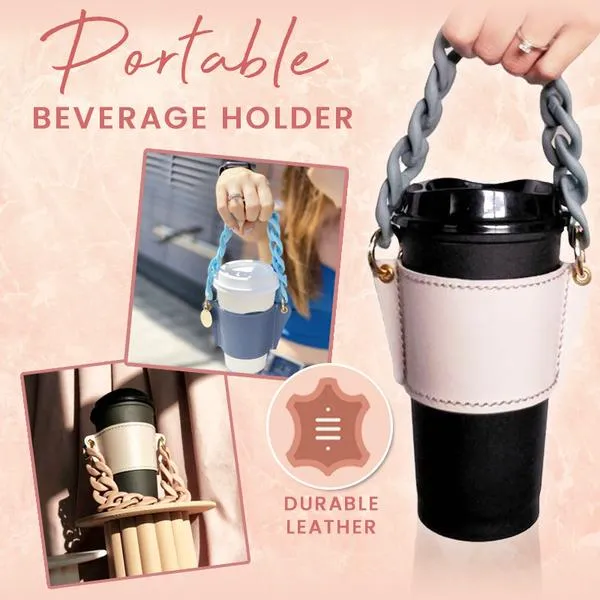 Luxury Leather Drinks Handled Sleeve Holder