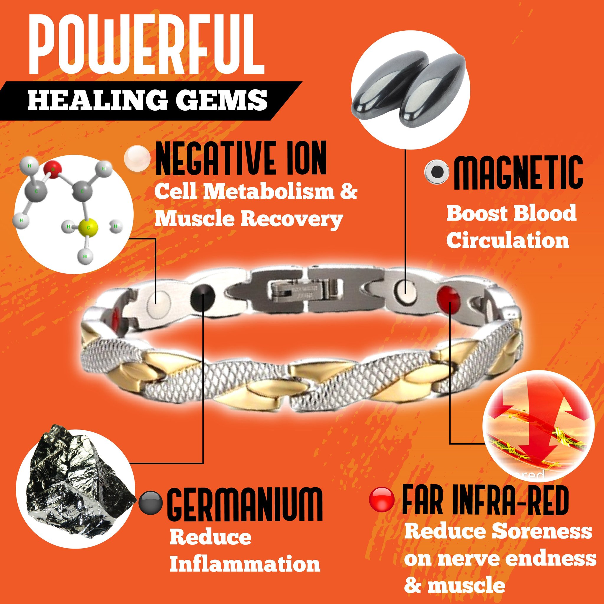 Magnet Negative Ion And Germanium Energy Wristband