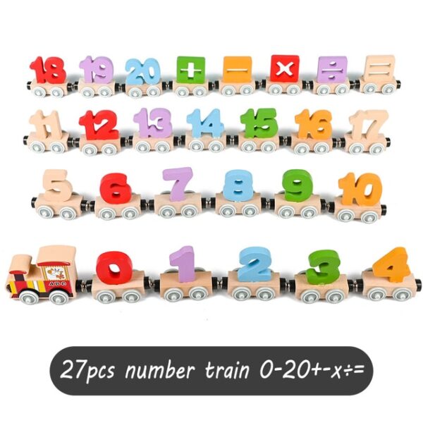 Numbers And Letters Magnetic Train Puzzle Wooden Toy Car