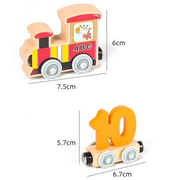 Numbers And Letters Magnetic Train Puzzle Wooden Toy Car