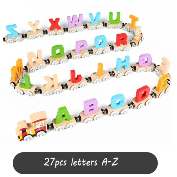 Numbers And Letters Magnetic Train Puzzle Wooden Toy Car