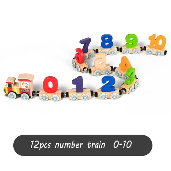 Numbers And Letters Magnetic Train Puzzle Wooden Toy Car