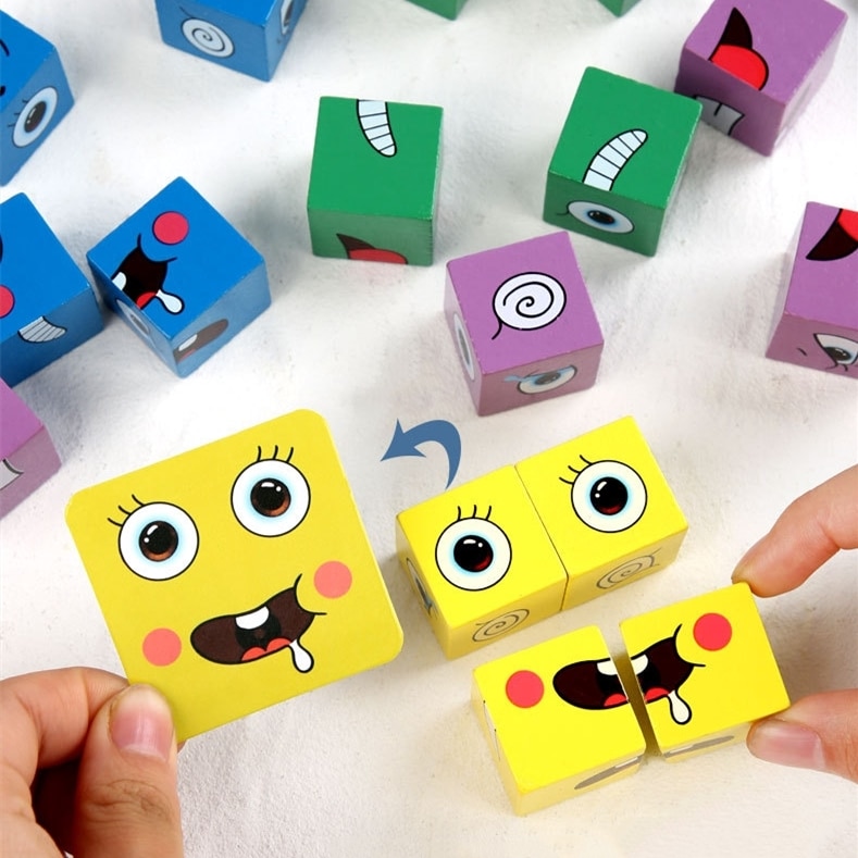 Matching Face Changing Building Block Puzzle