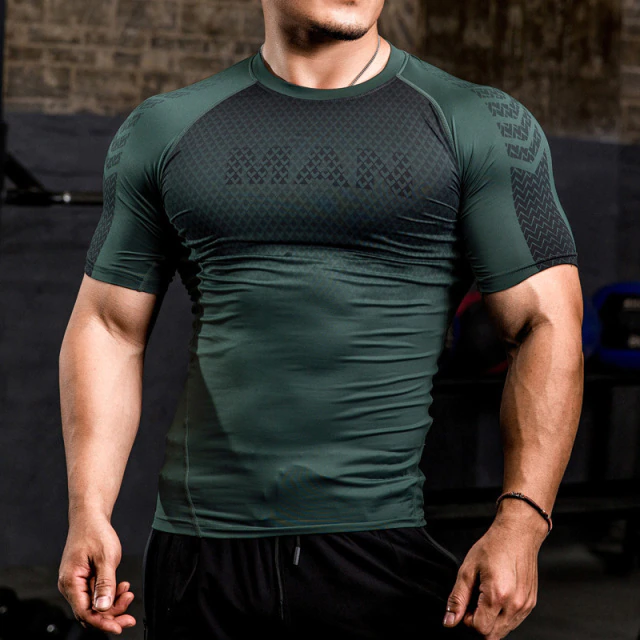 Bqodqo Men Running Compression T-shirt