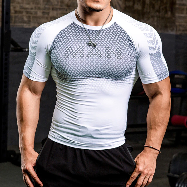 Bqodqo Men Running Compression T-shirt