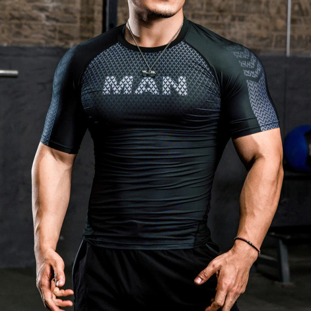 Bqodqo Men Running Compression T-shirt