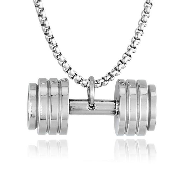 Power Dumbbell Barbell Pendant Necklace