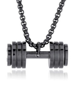 Power Dumbbell Barbell Pendant Necklace