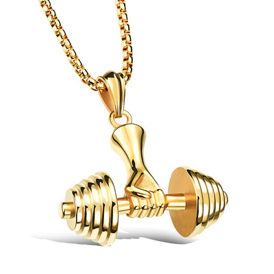 Power Dumbbell Barbell Pendant Necklace