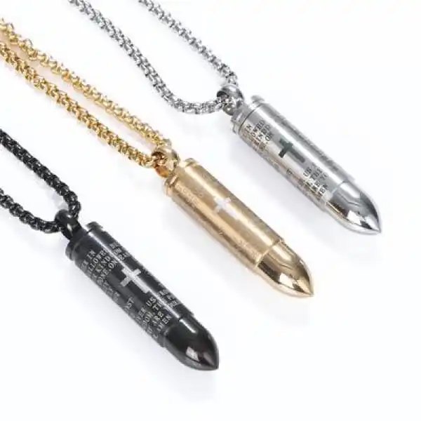 Mens Silver Bullet Necklace