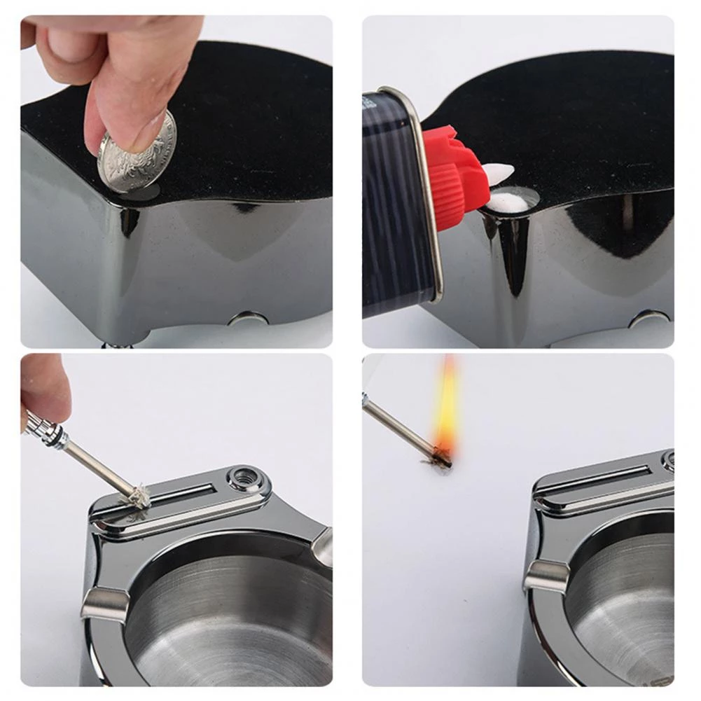 Metal Ashtray Ten Thousand Match Lighter