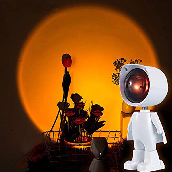 Mini Astronaut Background Sunset Lights