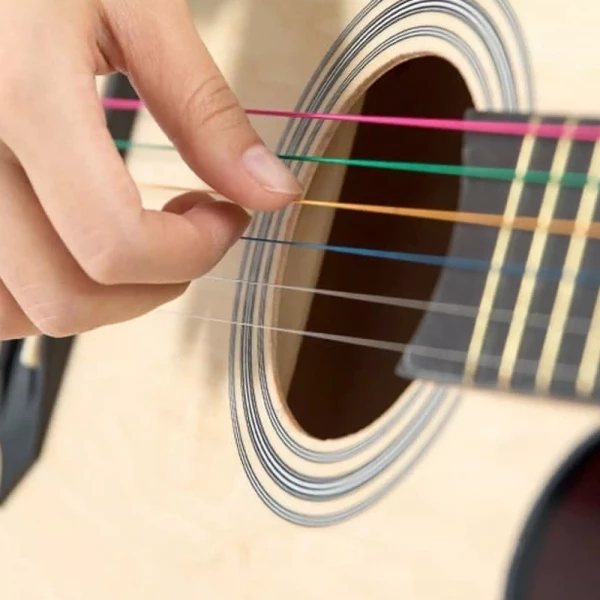 Multicolored Acoustic Guitar Strings