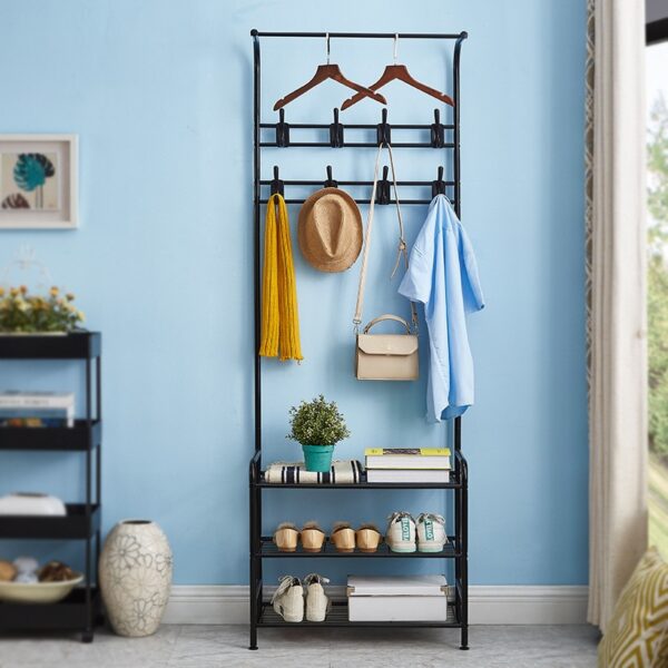 Multifunction 3 Tier Coat Rack Floor Standing Wardrobe