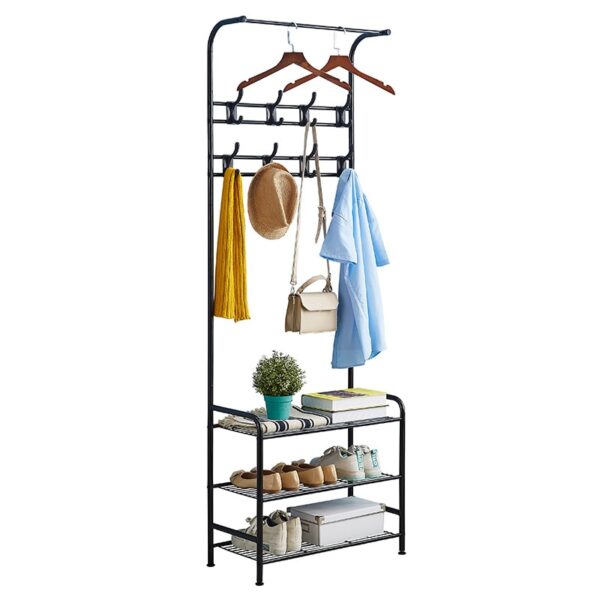 Multifunction 3 Tier Coat Rack Floor Standing Wardrobe