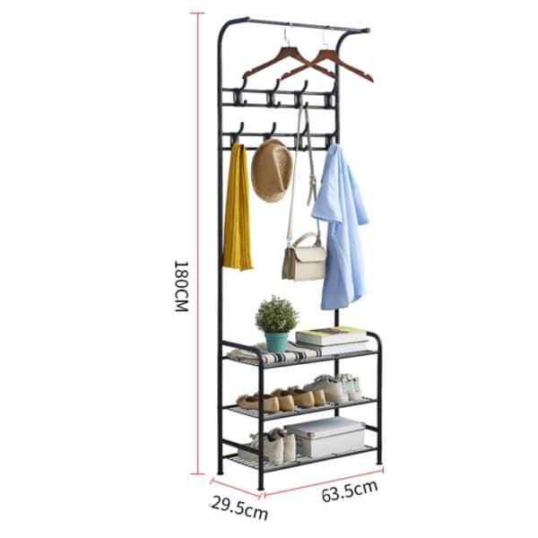 Multifunction 3 Tier Coat Rack Floor Standing Wardrobe