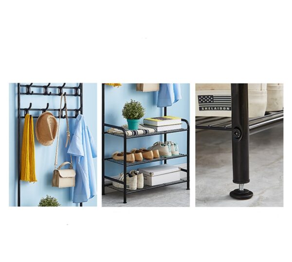 Multifunction 3 Tier Coat Rack Floor Standing Wardrobe