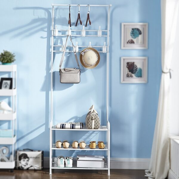 Multifunction 3 Tier Coat Rack Floor Standing Wardrobe