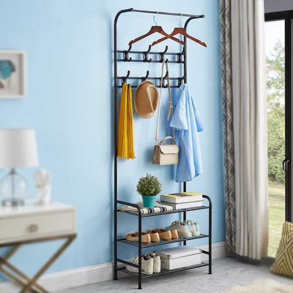 Multifunction 3 Tier Coat Rack Floor Standing Wardrobe