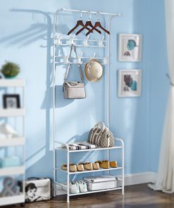 Multifunction 3 Tier Coat Rack Floor Standing Wardrobe