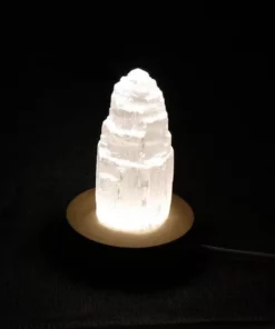 Natural Authentic Crystal Tower Selenite Lamp For Bedroom